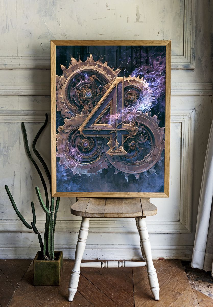 Steampunk Number Four Print. — room view 1
