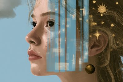 Dreamy Girl Portrait Illustration Poster.