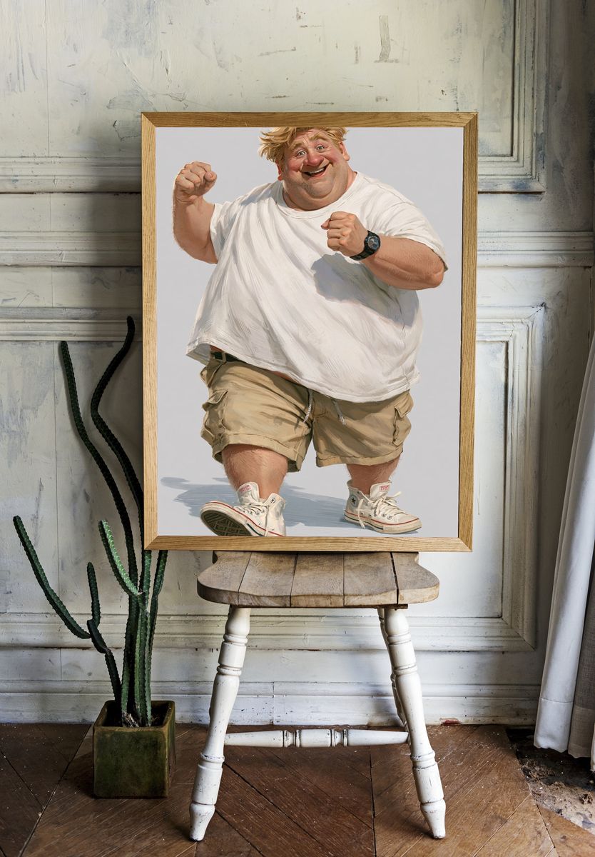 Cheerful Man Portrait Illustration Poster. room preview