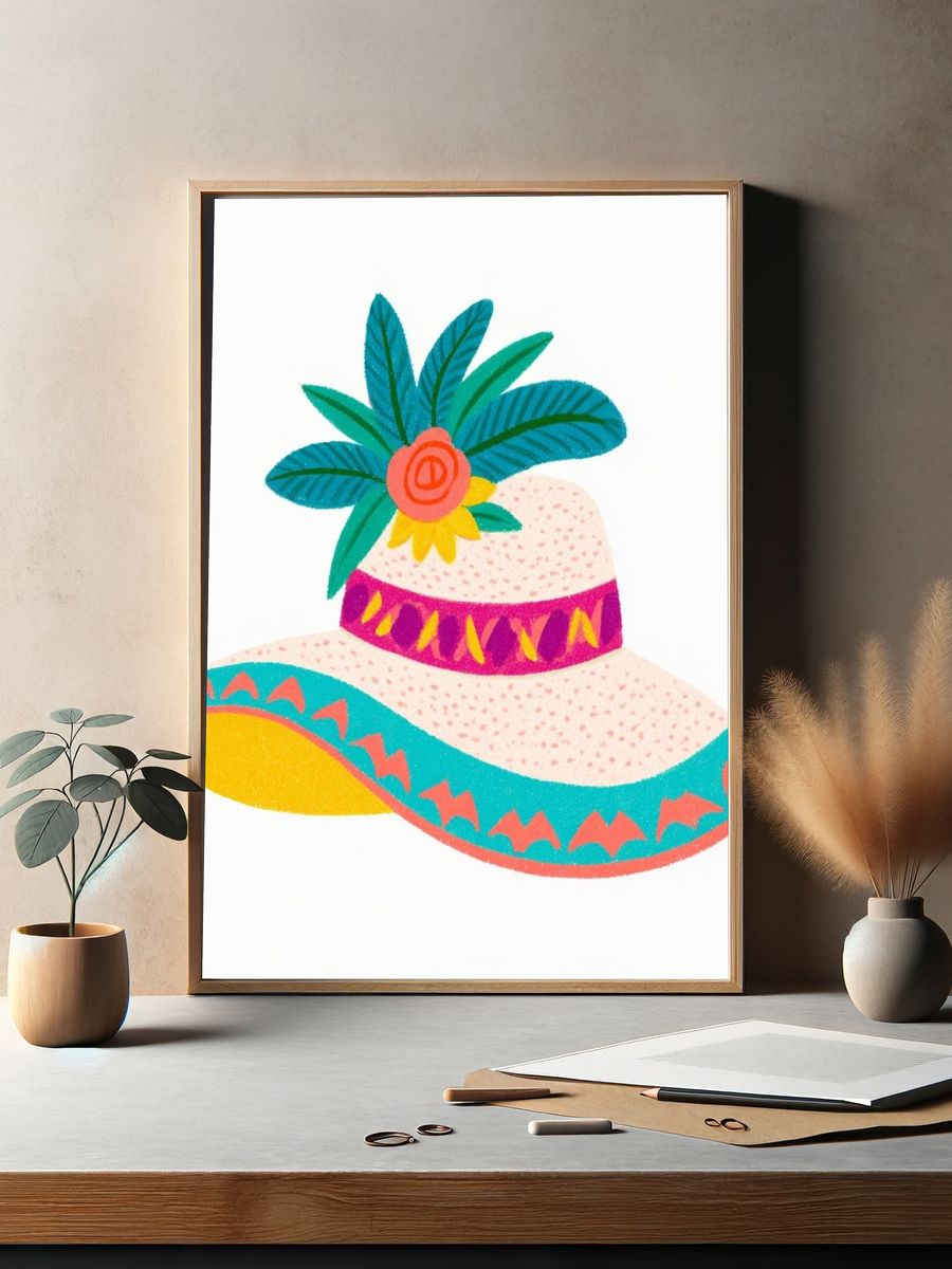 Tropical Sun Hat Illustration Poster. — room view 2
