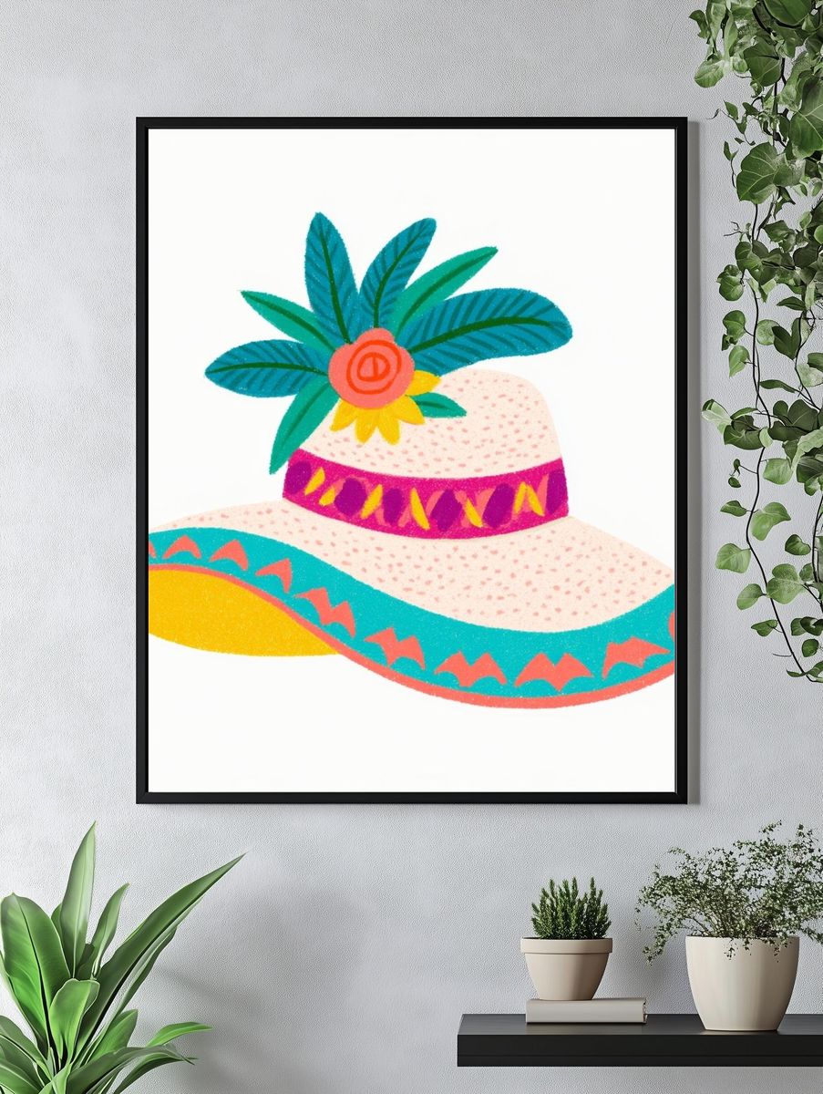 Tropical Sun Hat Illustration Poster. — room view 4