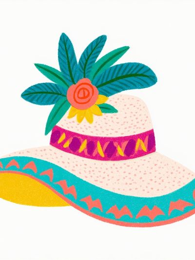Tropical Sun Hat Illustration Poster.
