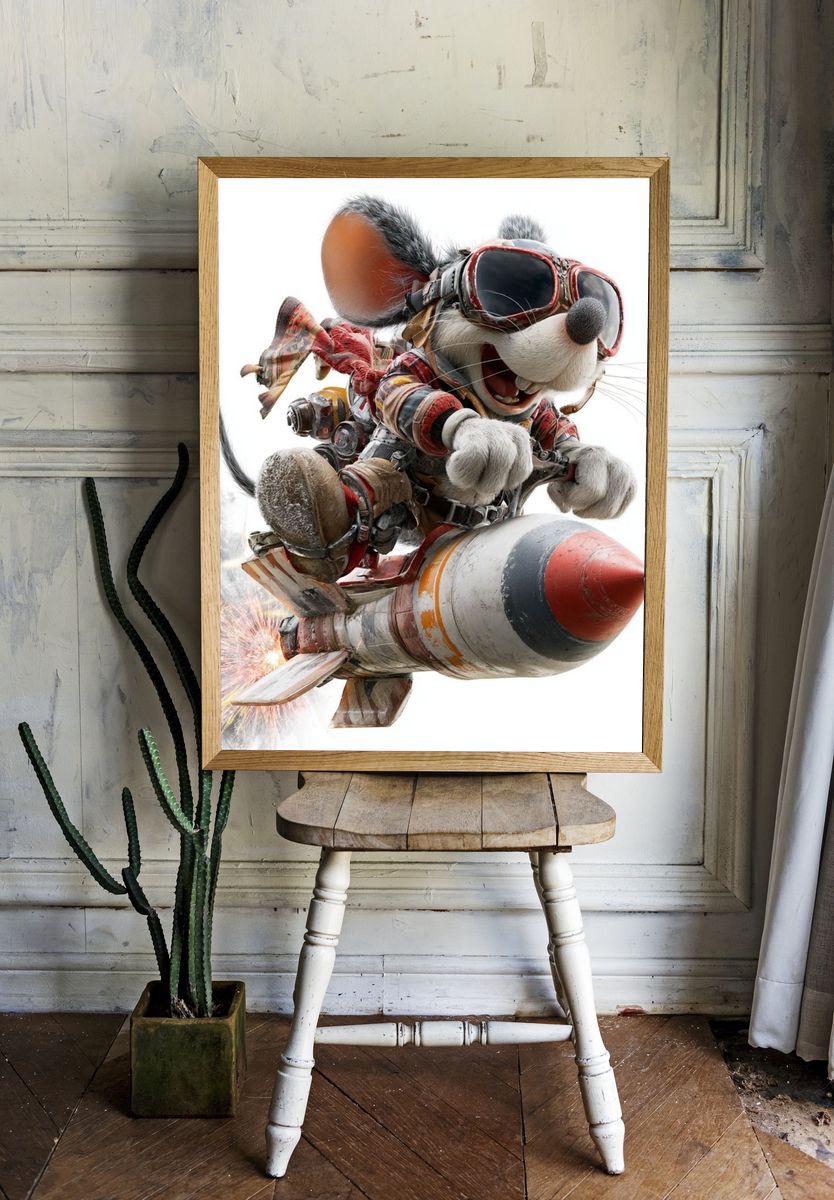 Rocket Mouse Digital Art Poster. — room view 1