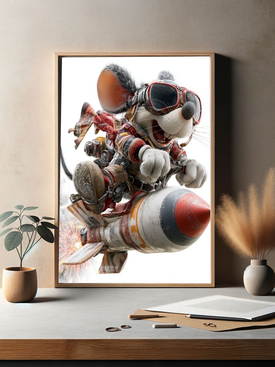 Rocket Mouse Digital Art Poster. — room view 2
