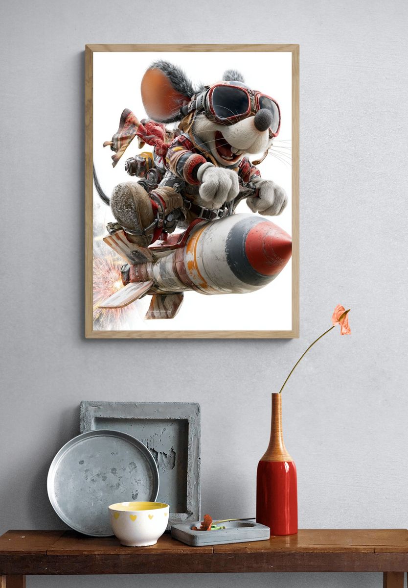 Rocket Mouse Digital Art Poster. — room view 3