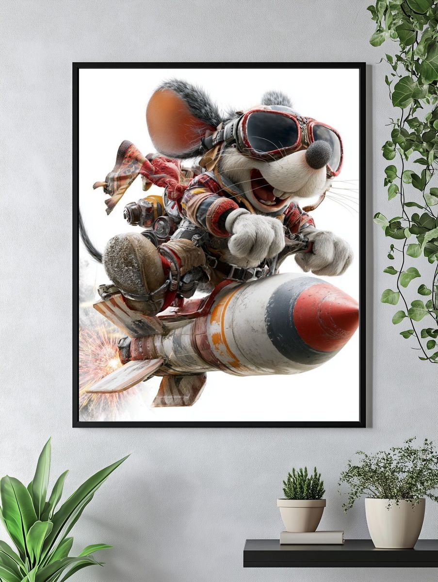 Rocket Mouse Digital Art Poster. — room view 4