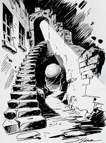 Surreal Staircase Ink Poster. poster — illustration art