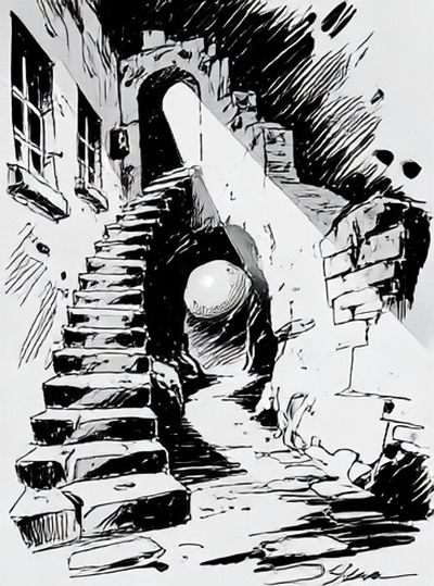 Surreal Staircase Ink Poster. poster