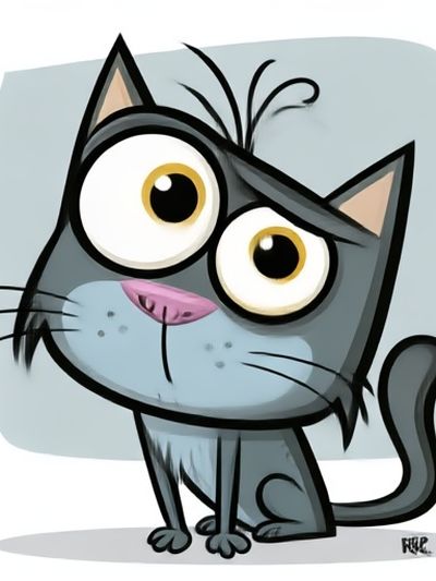 Wide-Eyed Cat Cartoon Poster. poster