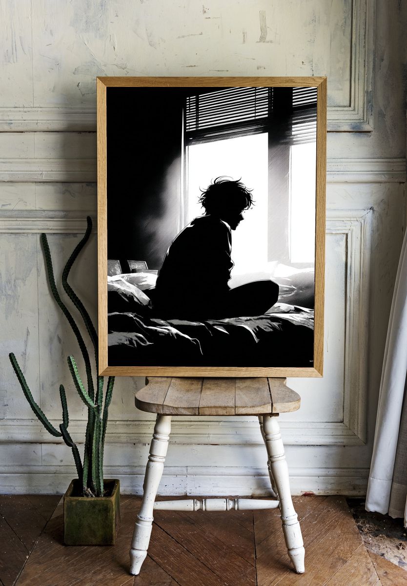 Silhouette in Morning Light — Illustration Print room preview