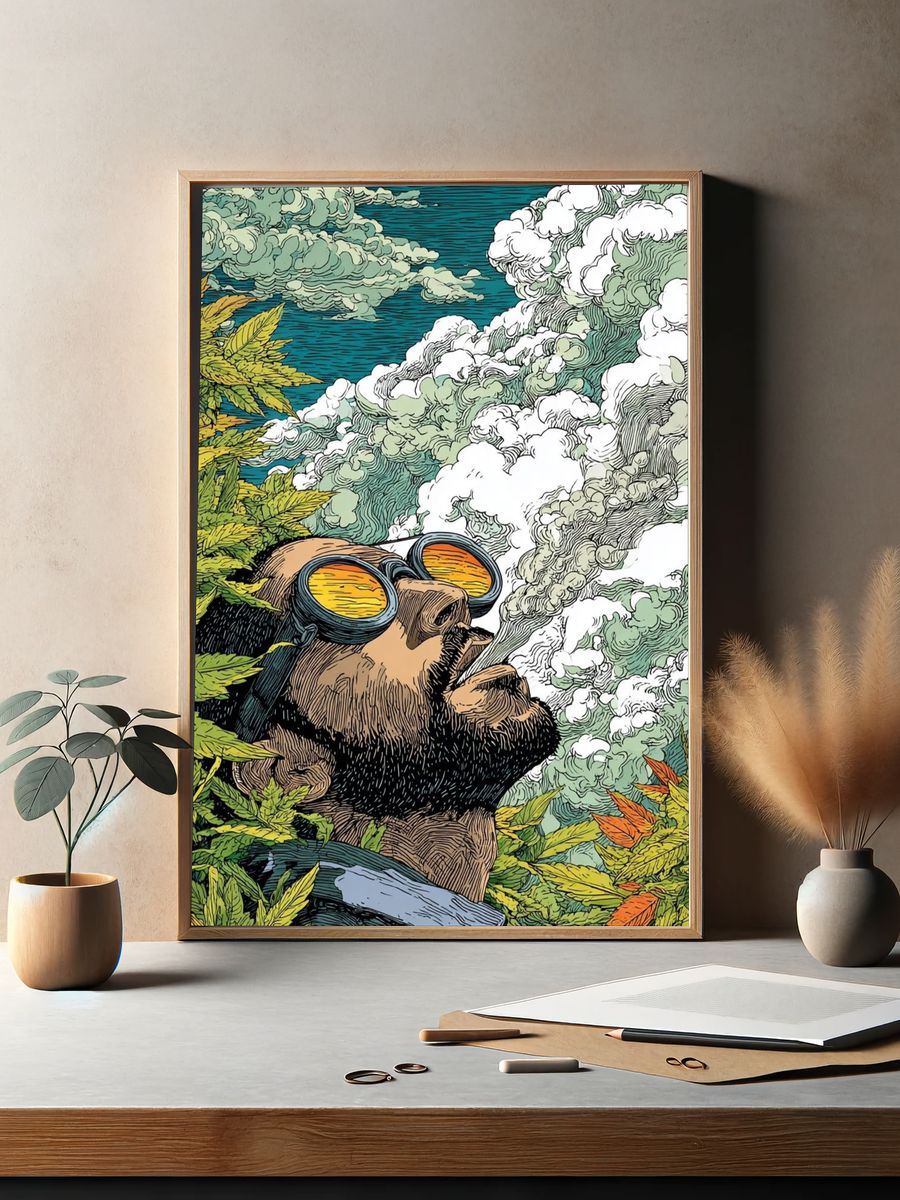 Man in Goggles — Illustration Print. — room view 2
