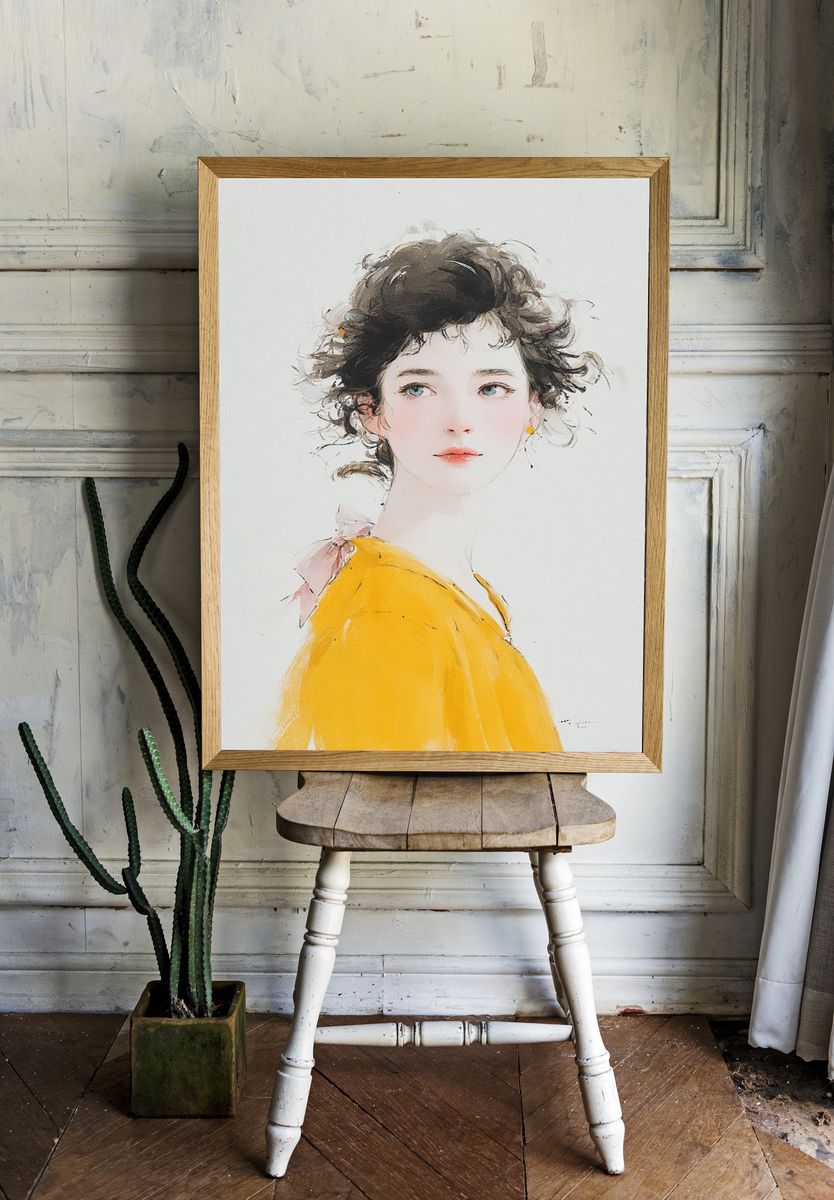 Portrait of a Young Woman — Illustration Print. — room view 1