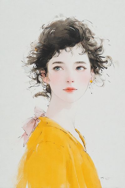 Portrait of a Young Woman — Illustration Print. poster