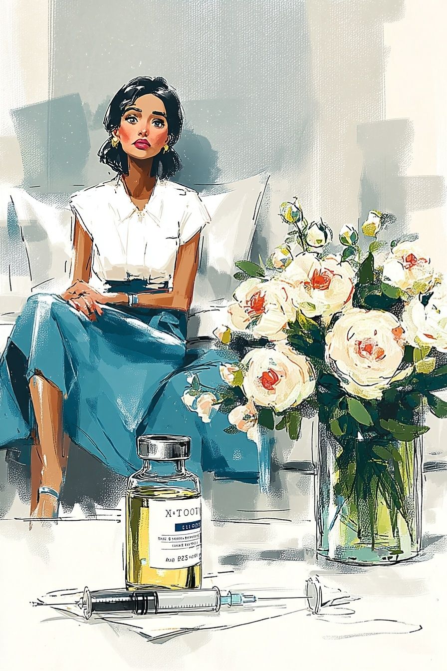 Elegant Woman with Flowers — Illustration Print. poster — illustration art