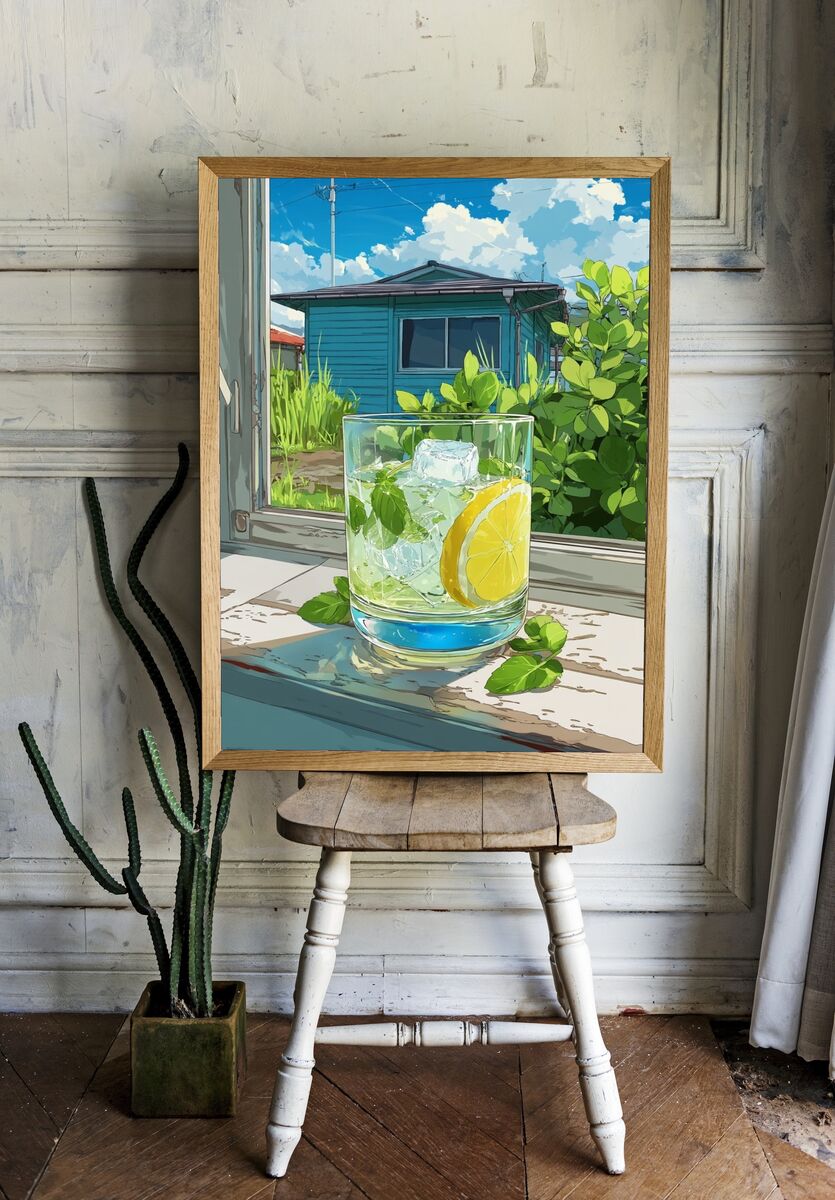 Refreshing Lemonade — Illustration Print. room preview