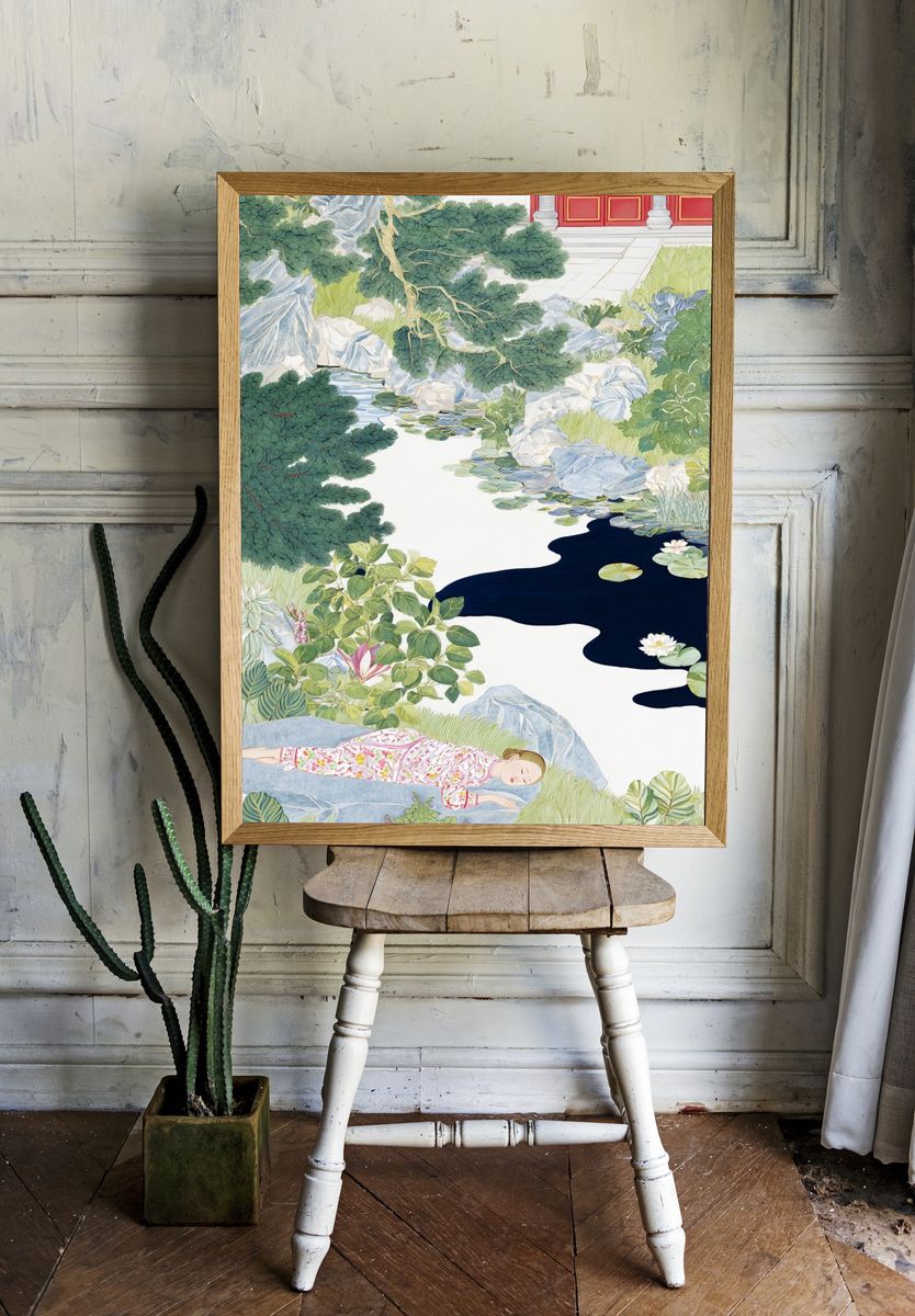 Serene Landscape — Illustration Print. — room view 1