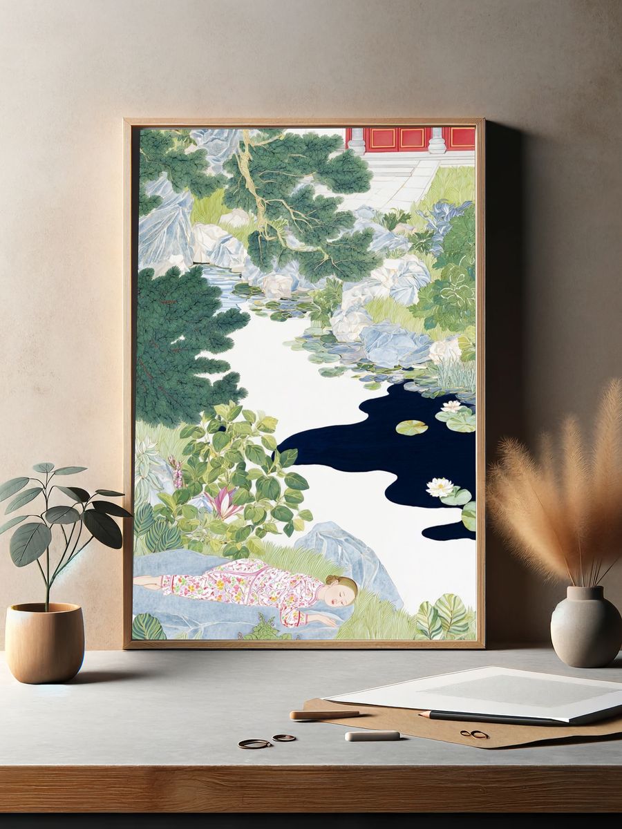 Serene Landscape — Illustration Print. — room view 2