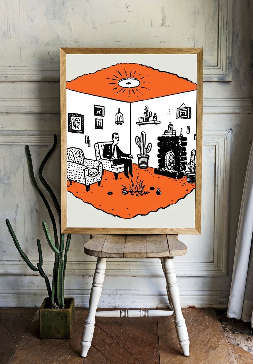 Cozy Living Room — Illustration Print room preview