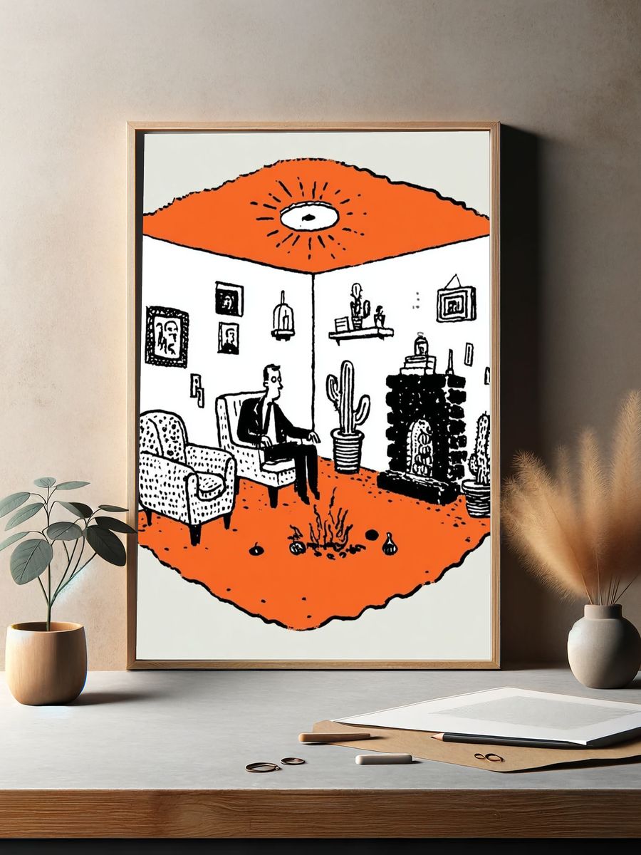 Cozy Living Room — Illustration Print. — room view 2