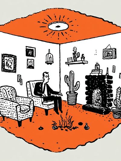 Cozy Living Room — Illustration Print. poster print