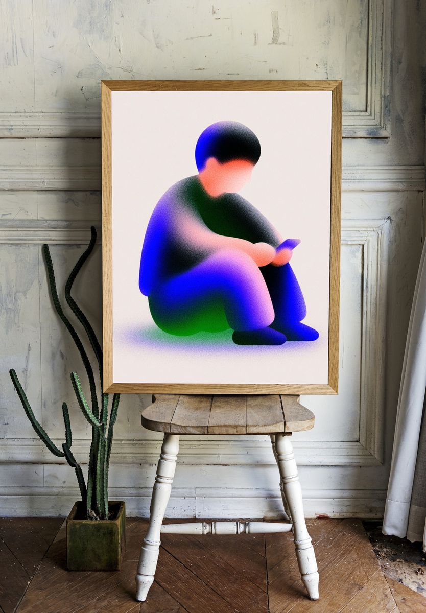 Contemplative Figure — Illustration Print. — room view 1
