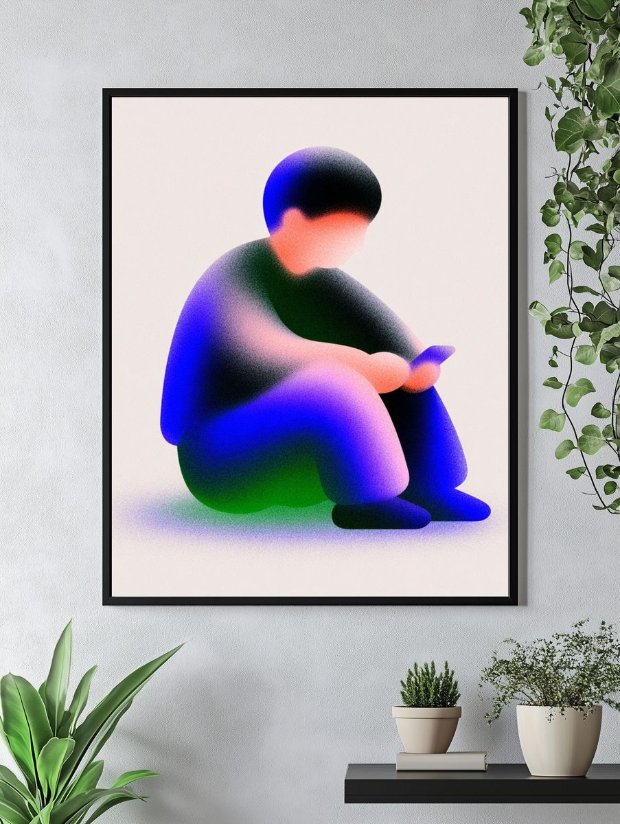 Contemplative Figure — Illustration Print. — room view 4