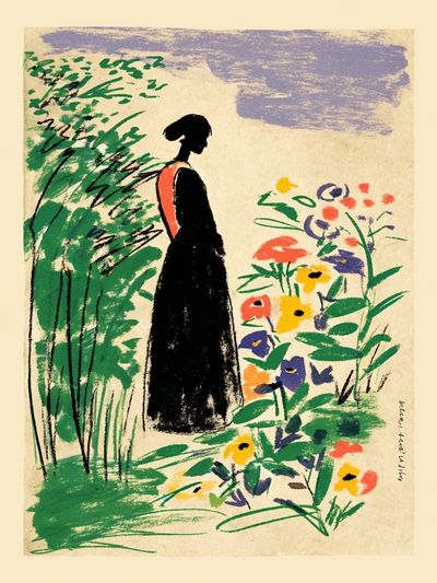 Woman in Garden — Illustration Print. poster print