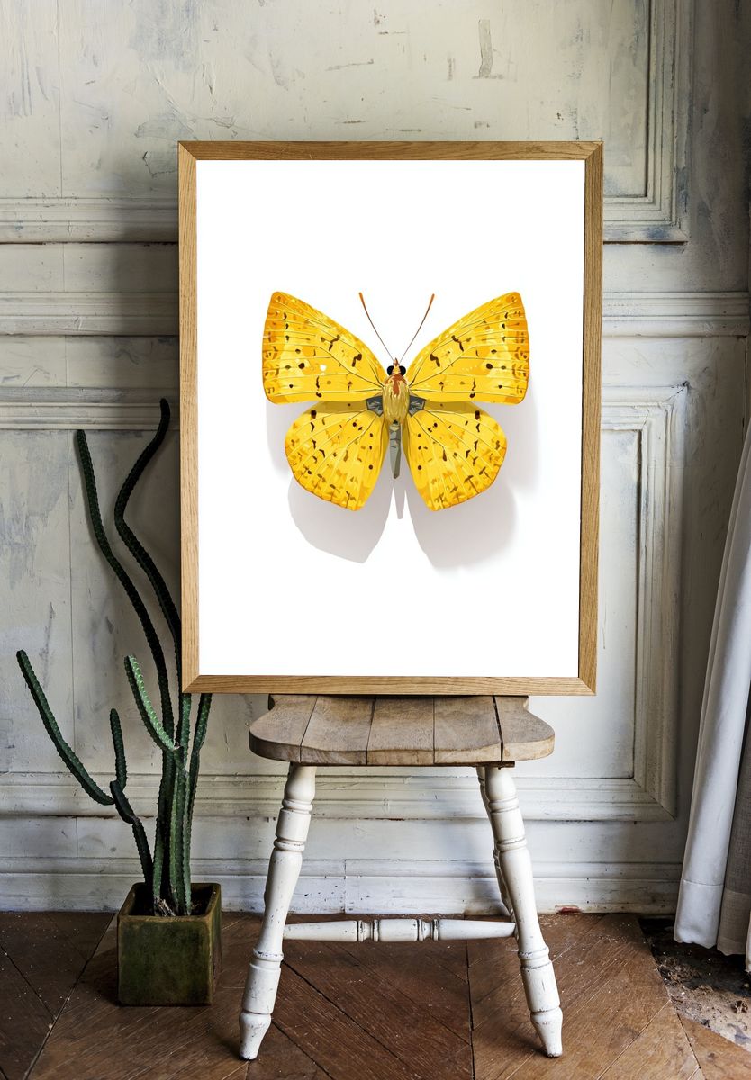 Yellow Butterfly — Illustration Print room preview