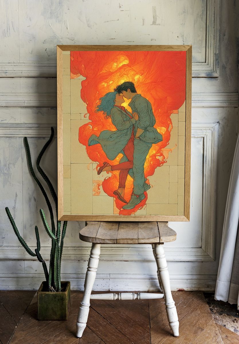 Passionate Embrace — Illustration Print room preview