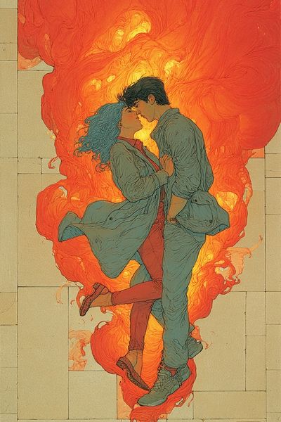 Passionate Embrace — Illustration Print. poster print