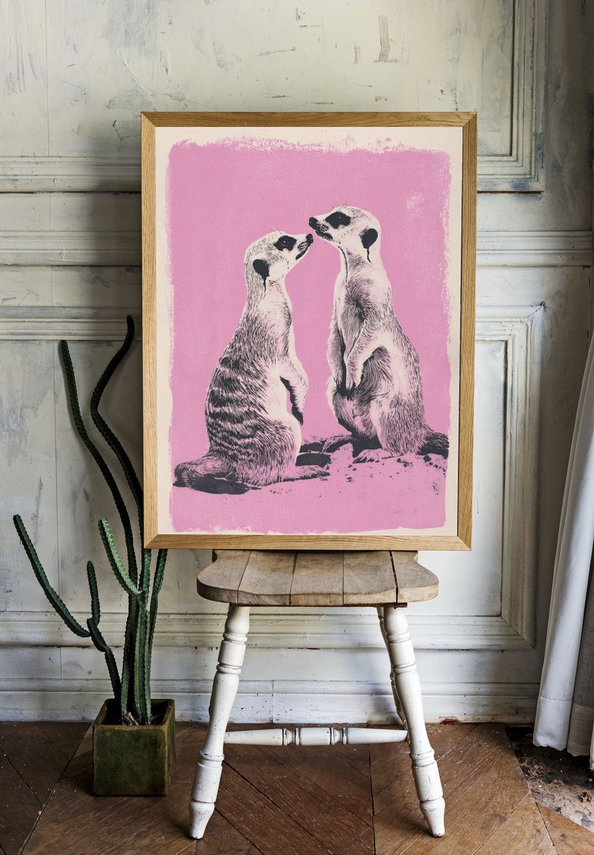 Meerkats Love — Illustration Print room preview