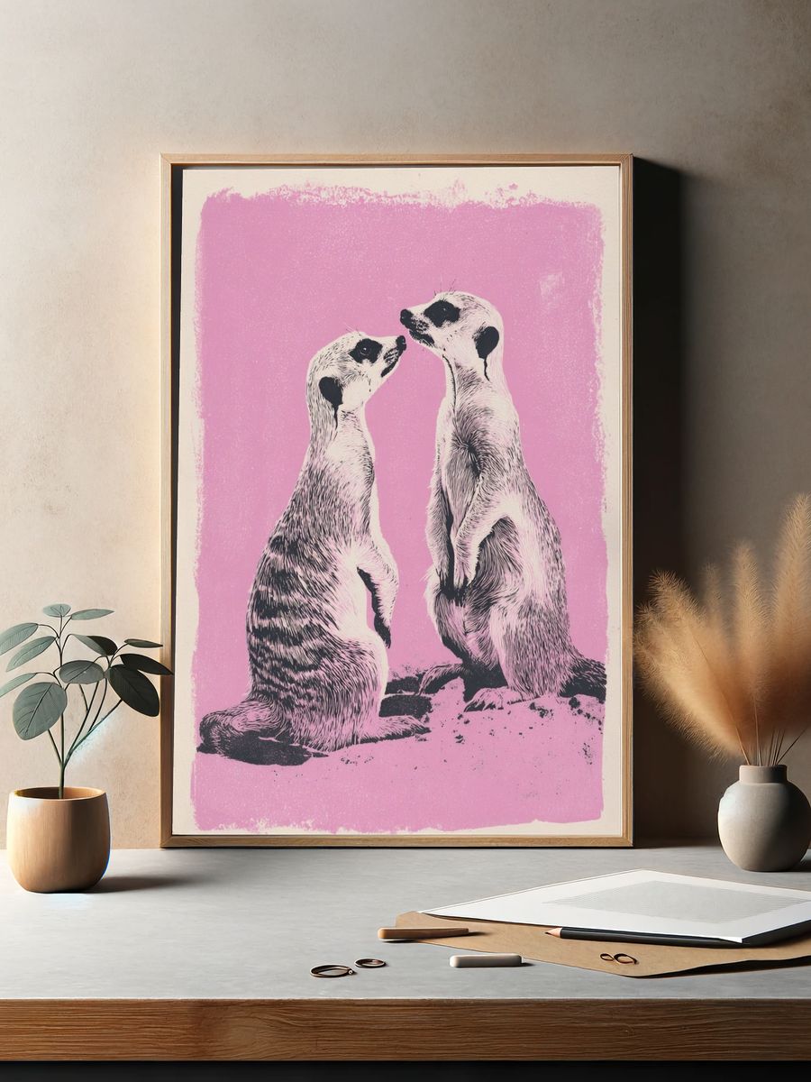 Meerkats Love — Illustration Print. — room view 2