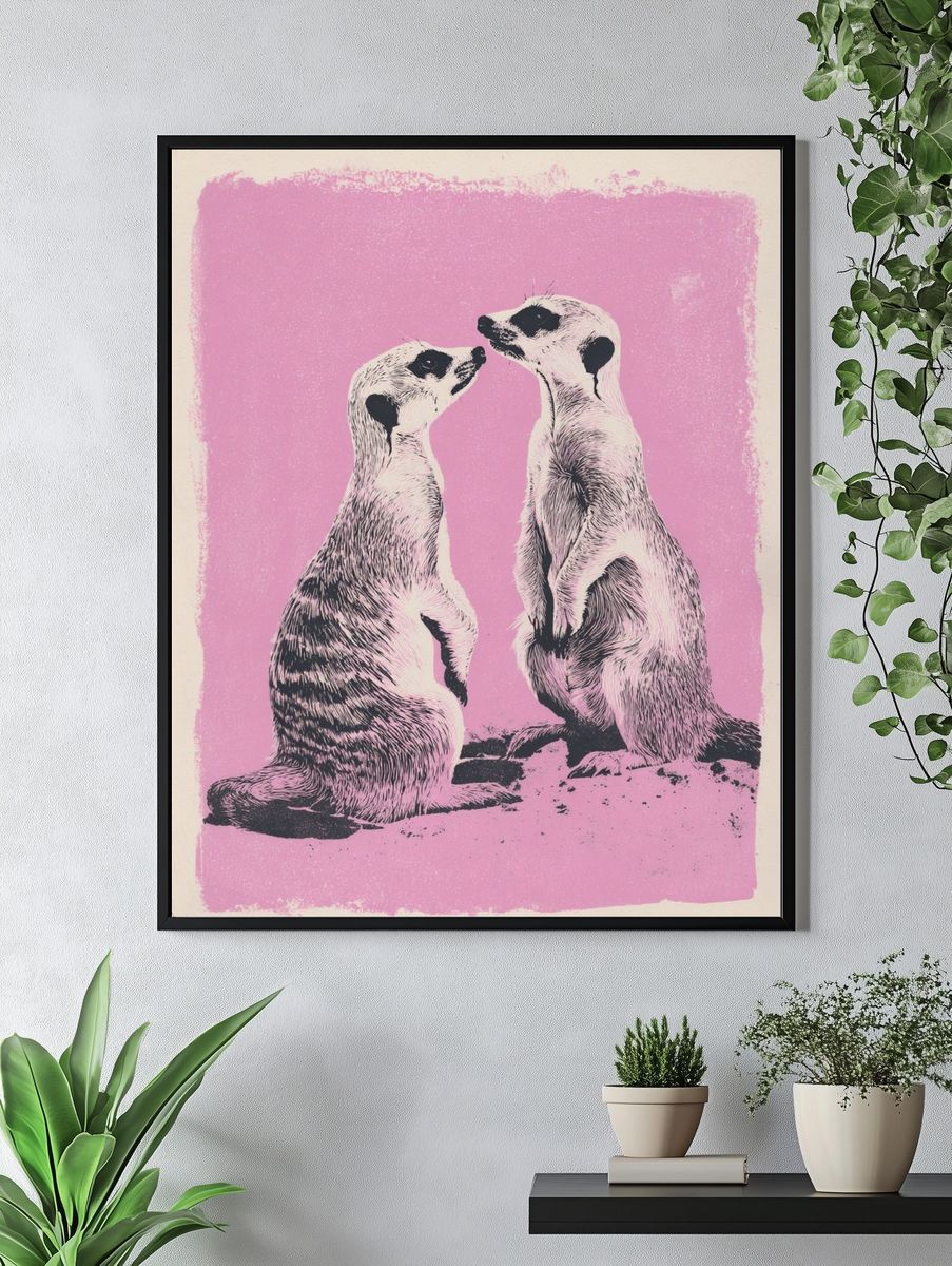 Meerkats Love — Illustration Print. — room view 4