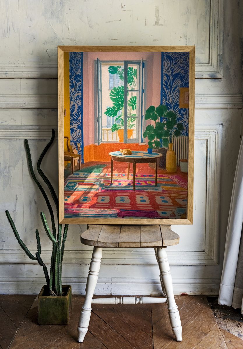Cozy Living Room — Watercolor Print. — room view 1