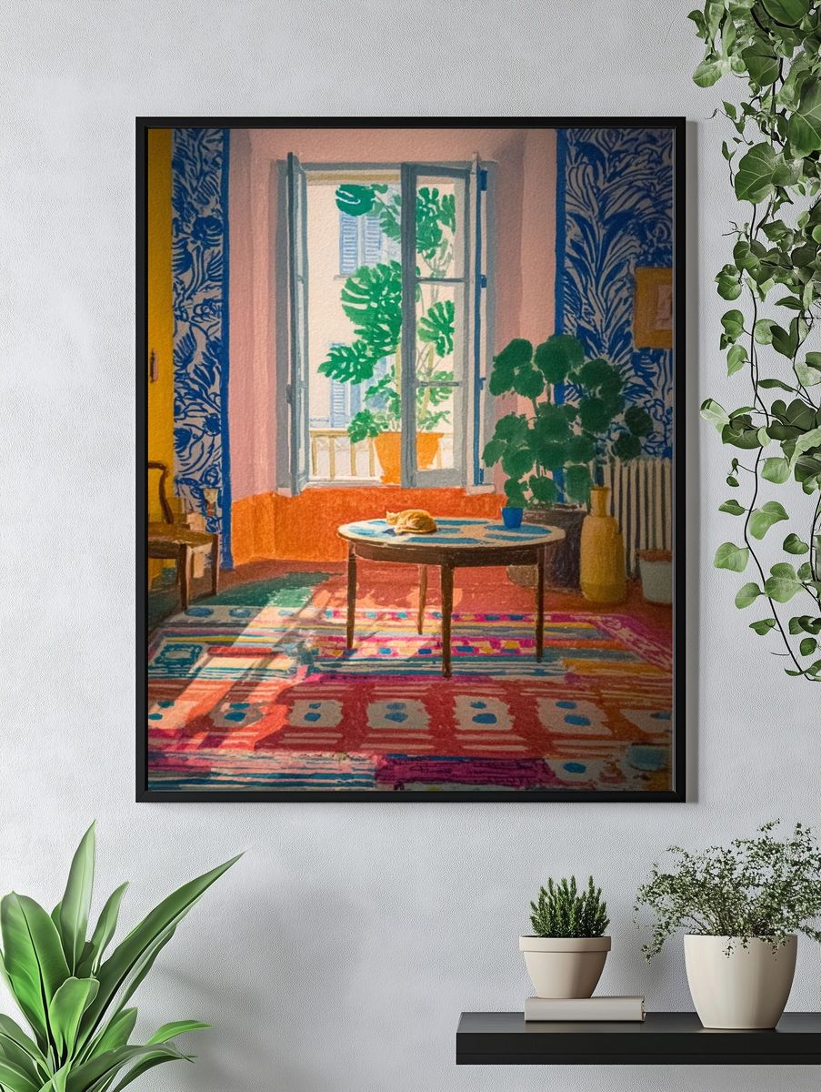 Cozy Living Room — Watercolor Print. — room view 4