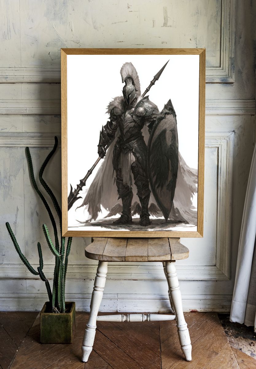Armored Knight Fantasy Illustration Poster. — room view 1