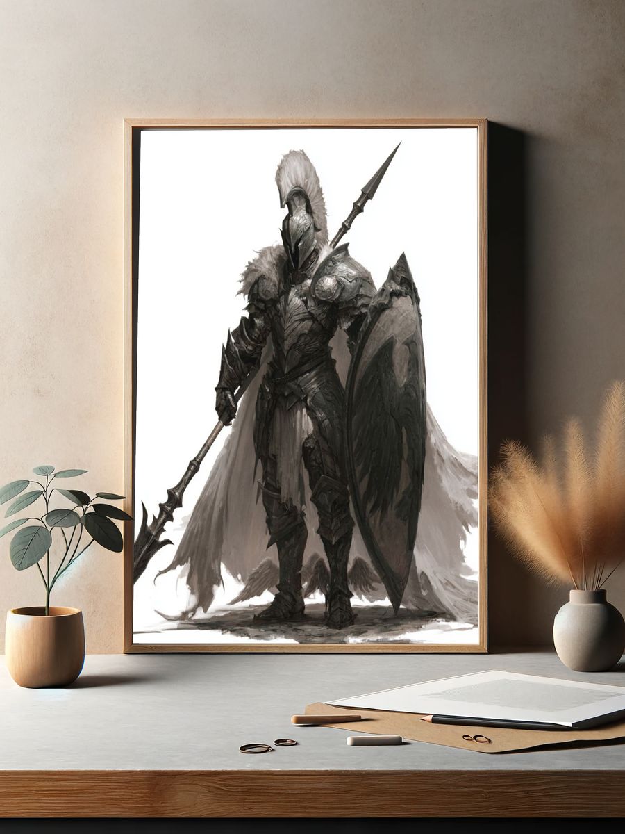 Armored Knight Fantasy Illustration Poster. — room view 2