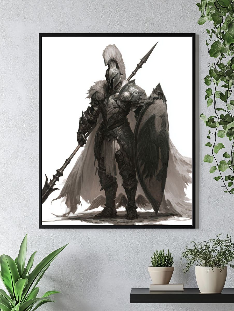Armored Knight Fantasy Illustration Poster. — room view 4