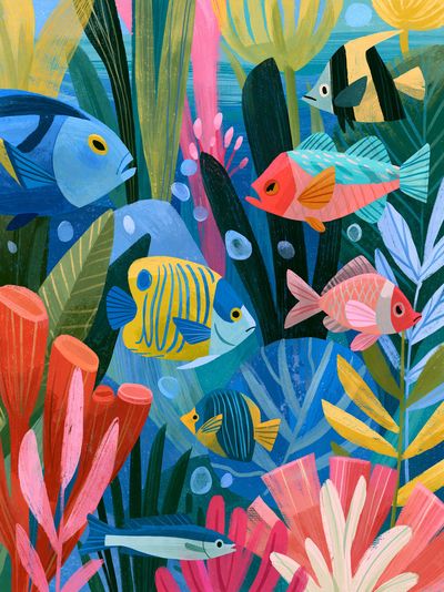 Tropical Reef Fish Illustration Poster. poster