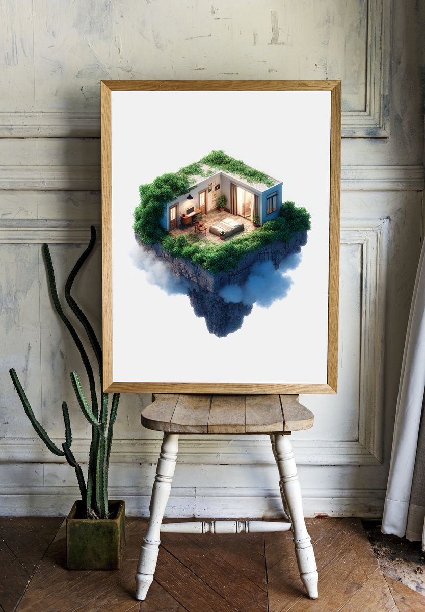 Floating Green Room — Illustration Print room preview