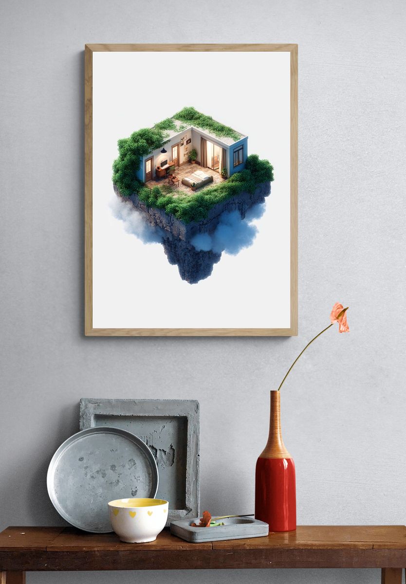 Floating Green Room — Illustration Print. — room view 3
