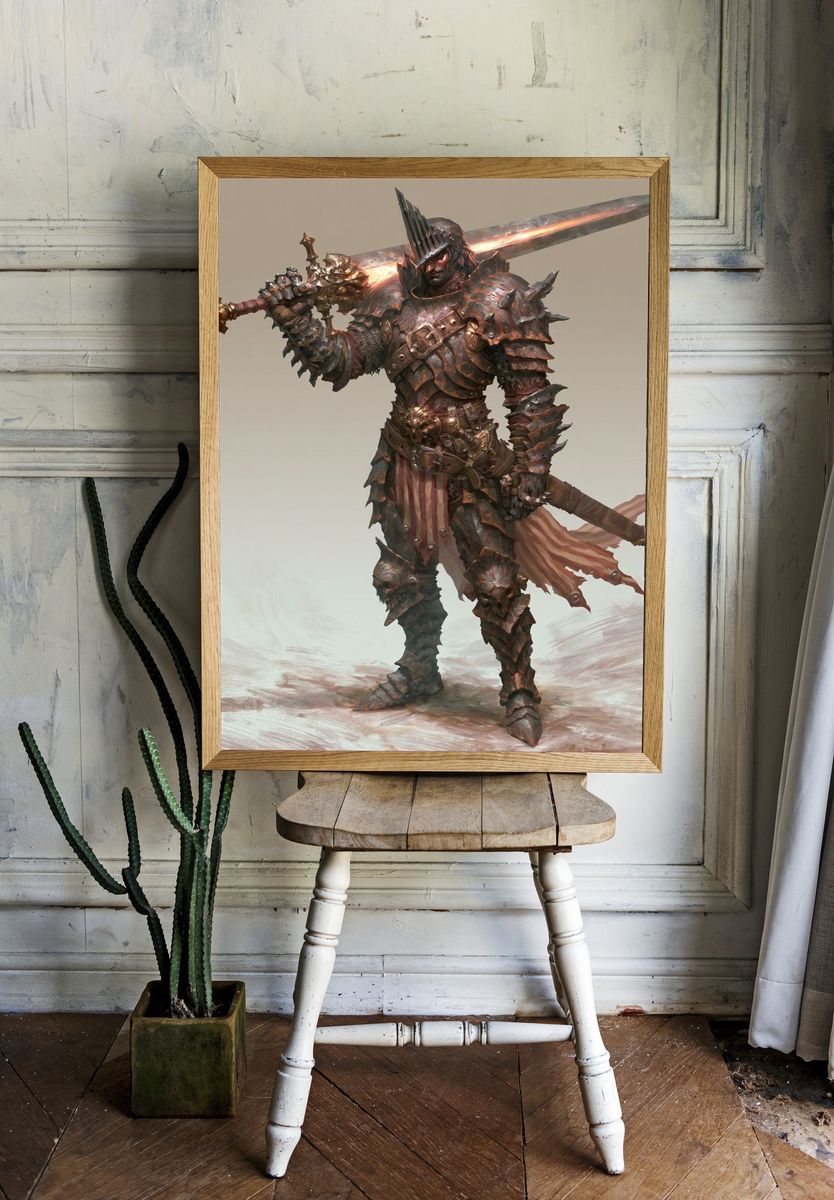 Armored Dark Fantasy Warrior Print. — room view 1