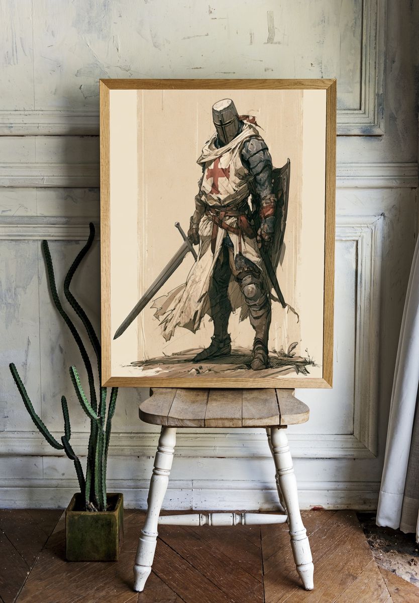 Medieval Knight Illustration Poster. — room view 1
