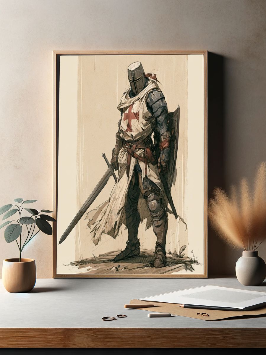 Medieval Knight Illustration Poster. — room view 2