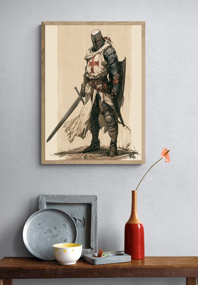 Medieval Knight Illustration Poster. — room view 3