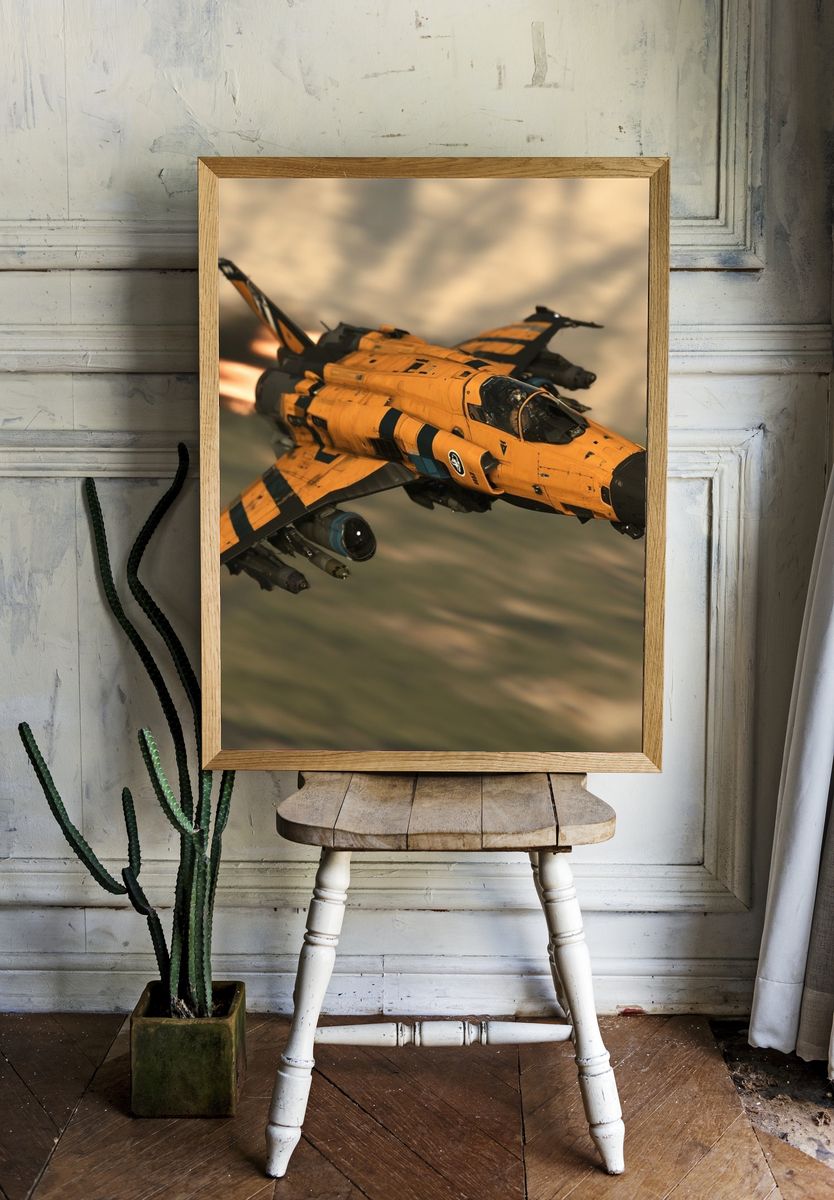 Futuristic Fighter Jet Illustration Poster. — room view 1
