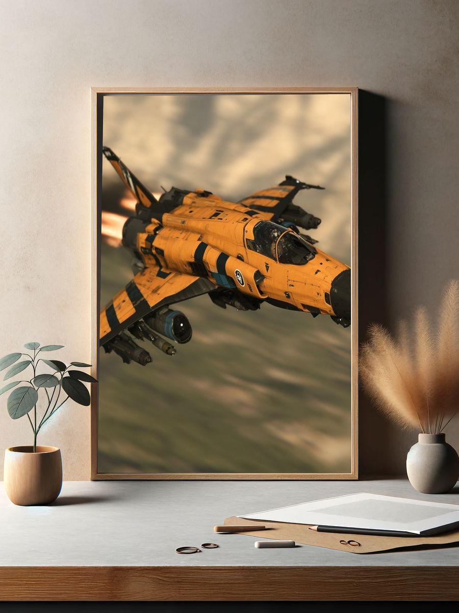 Futuristic Fighter Jet Illustration Poster. — room view 2