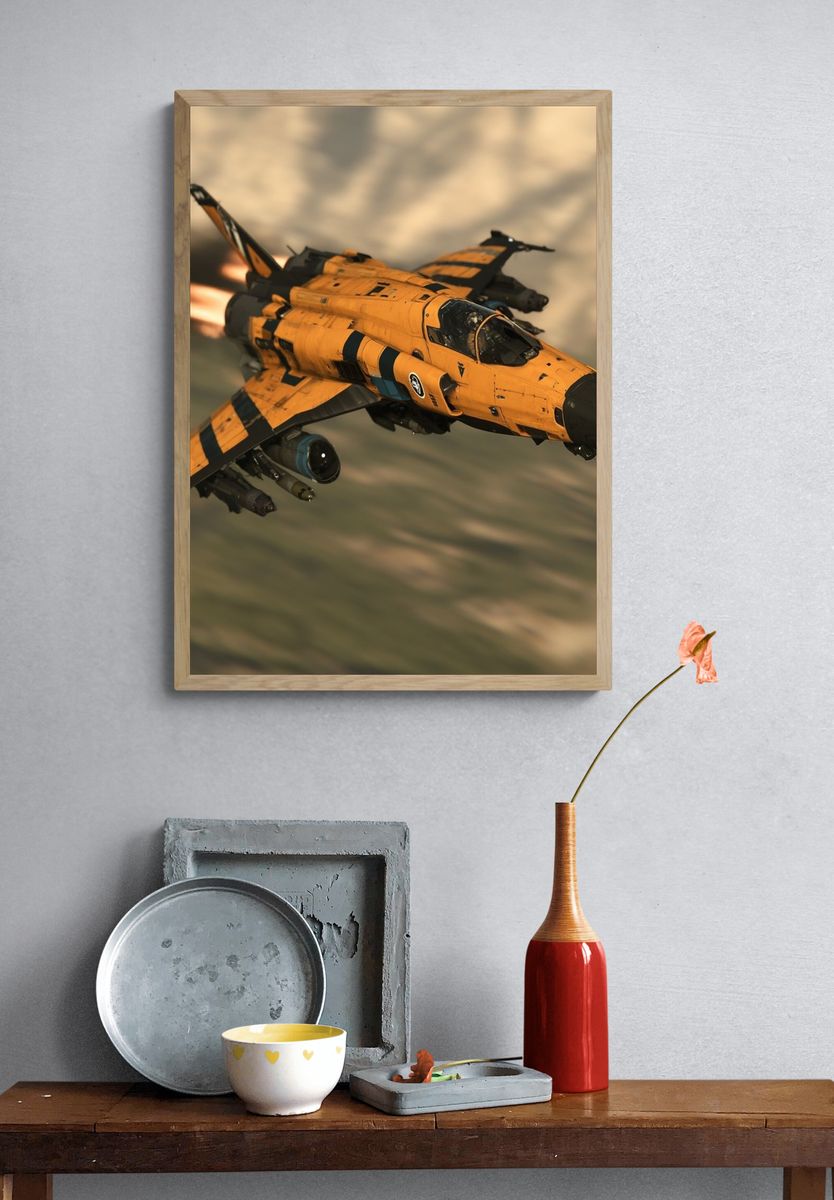 Futuristic Fighter Jet Illustration Poster. — room view 3