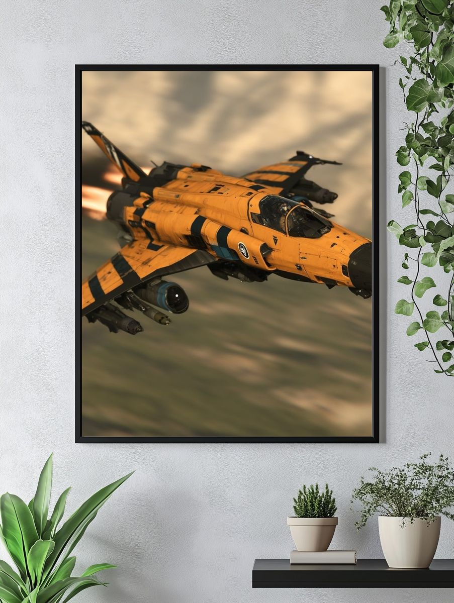 Futuristic Fighter Jet Illustration Poster. — room view 4