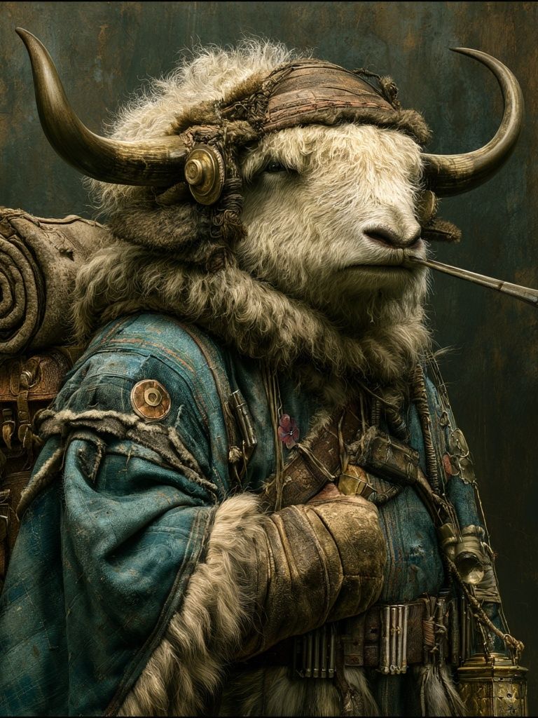 Steampunk Yak Portrait Print. poster detail